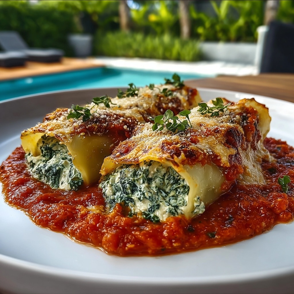 Spinach and Ricotta Stuffed Manicotti Recipe - Recipe Image