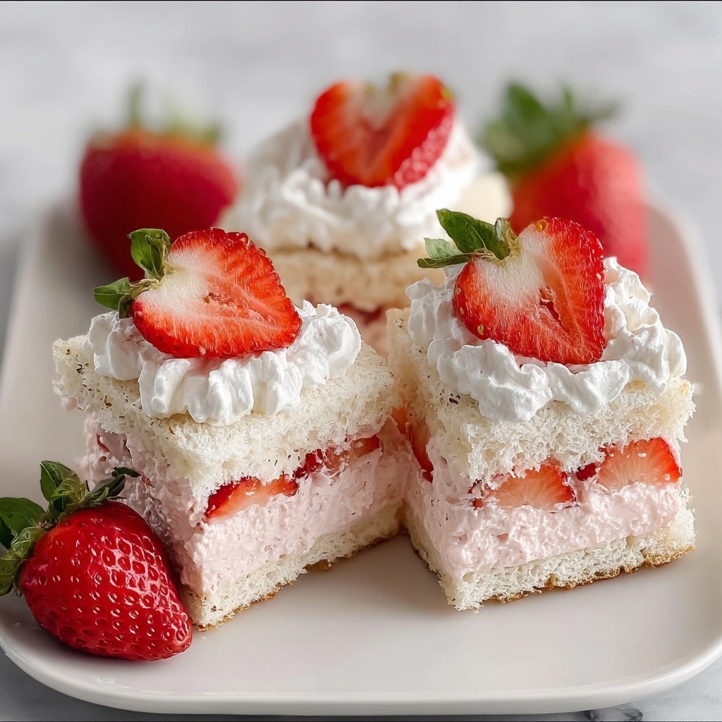 Strawberry Cream Cheese Tea Sandwiches with Fresh Fruit and Mint Recipe - Recipe Image