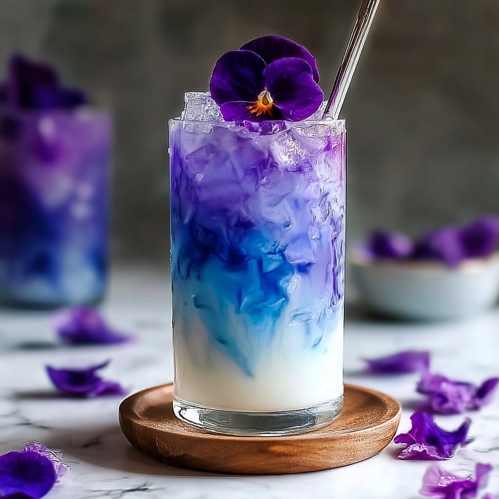 Iced Butterfly Pea Flower Tea Latte Recipe - Recipe Image