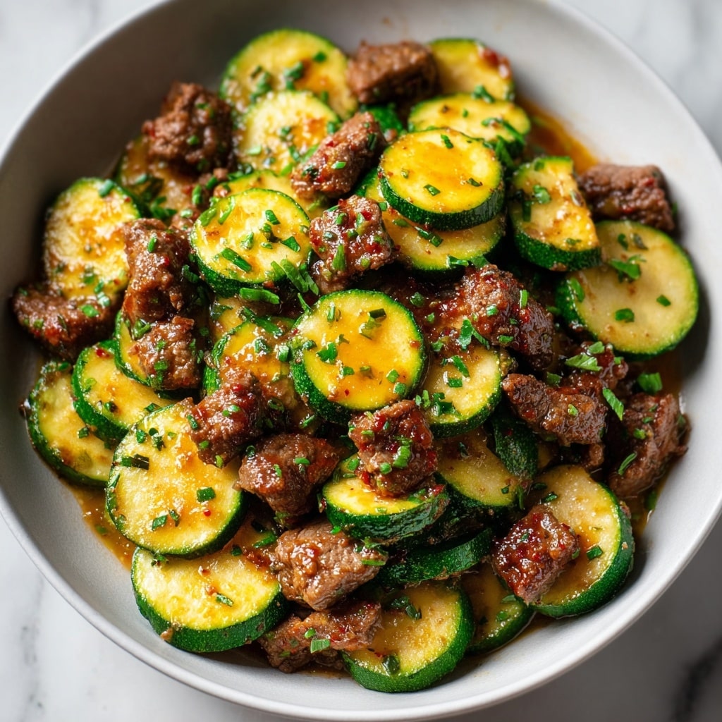 Garlic Butter Steak Bites & Zucchini – Easy Low Carb Dinner Recipe - Recipe Image