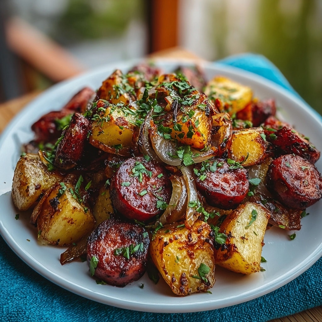Fried Potatoes with Onion and Smoked Polish Sausage Recipe - Recipe Image