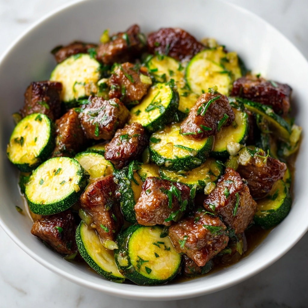 Garlic Butter Steak Bites & Zucchini – Easy Low Carb Dinner Recipe - Recipe Image