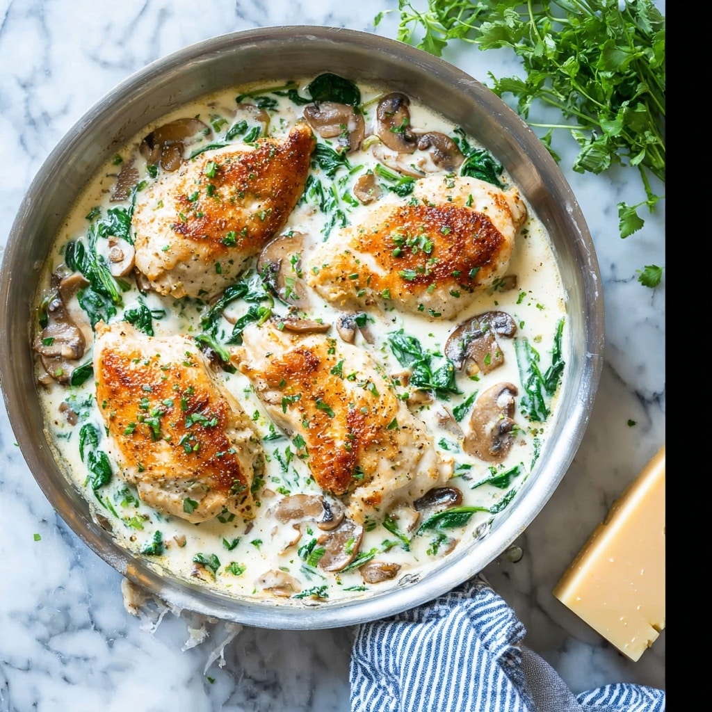 Creamy Spinach Mushroom Chicken Recipe - Recipe Image