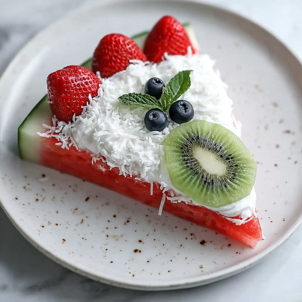 Watermelon Fruit Pizza with Ricotta Cream and Fresh Fruit Toppings Recipe - Recipe Image
