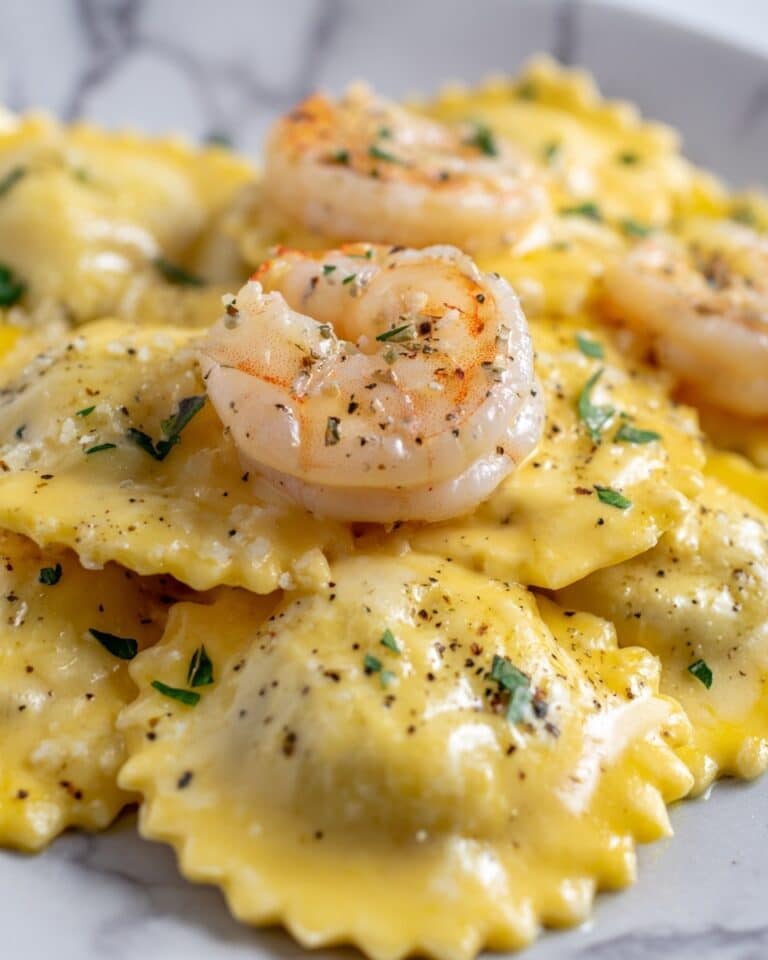 Shrimp Ravioli in Creamy Garlic Sauce Recipe