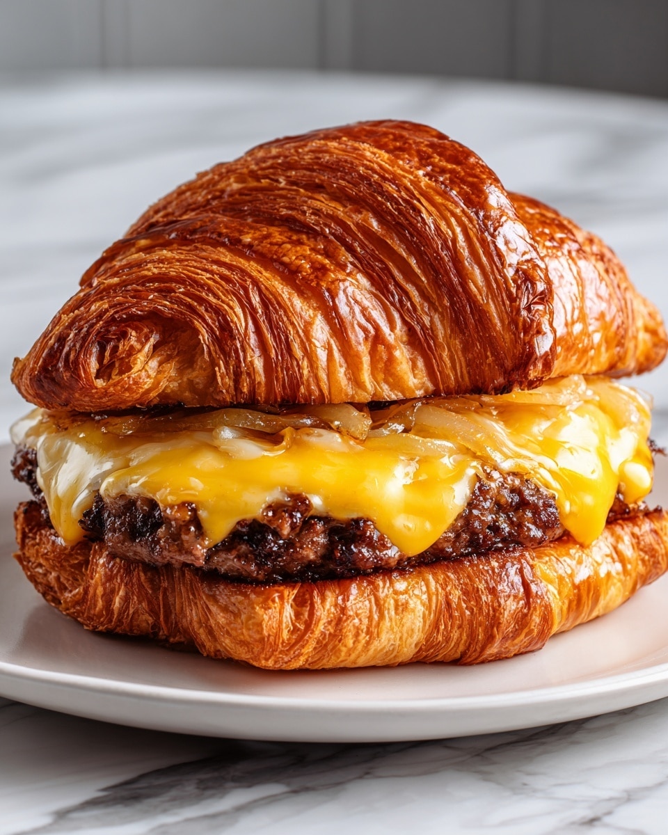 French Onion Croissant Burger Recipe
