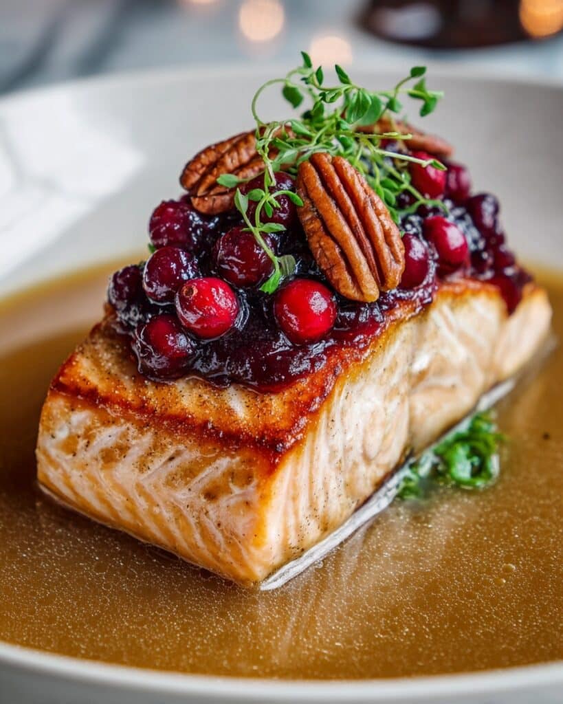Baked Salmon with Cranberry Salsa and Pecans Recipe