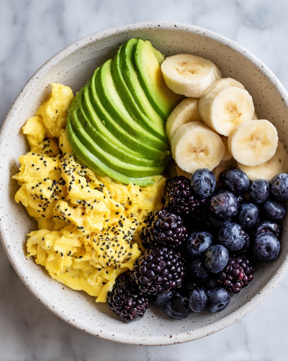 Power Breakfast Bowl with Scrambled Eggs, Avocado & Berries Recipe