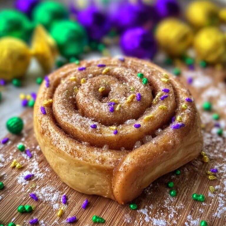 Easy Mardi Gras Cinnamon Rolls with Two-Ingredient Dough Recipe