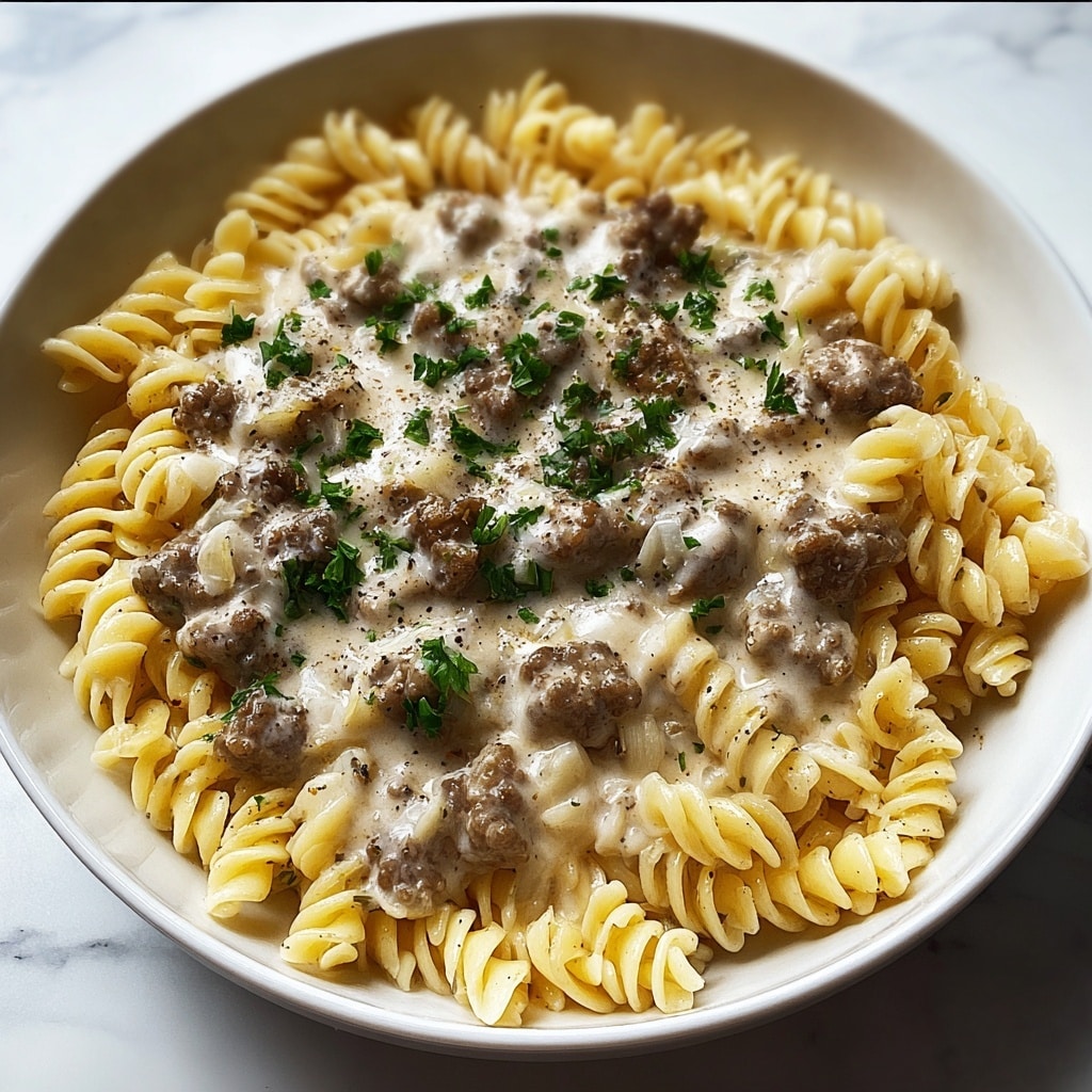 Beef and Rotini in Garlic Parmesan Sauce Recipe
