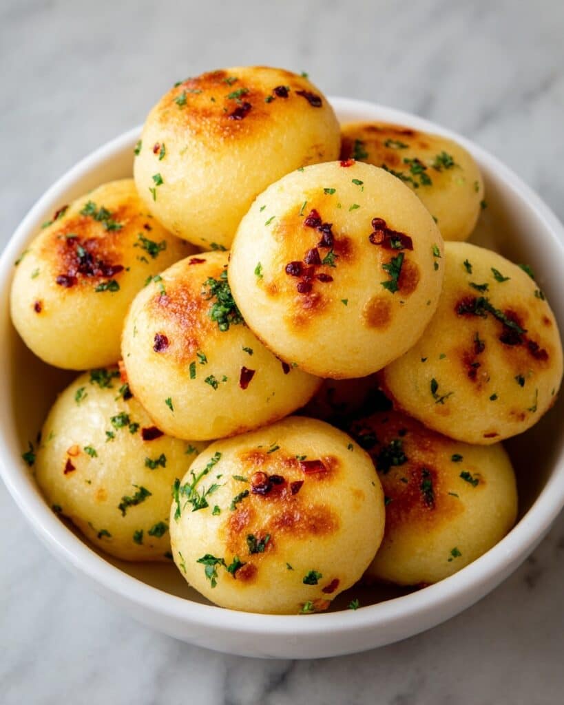 Chilli Stuffed Garlic Dough Balls Recipe