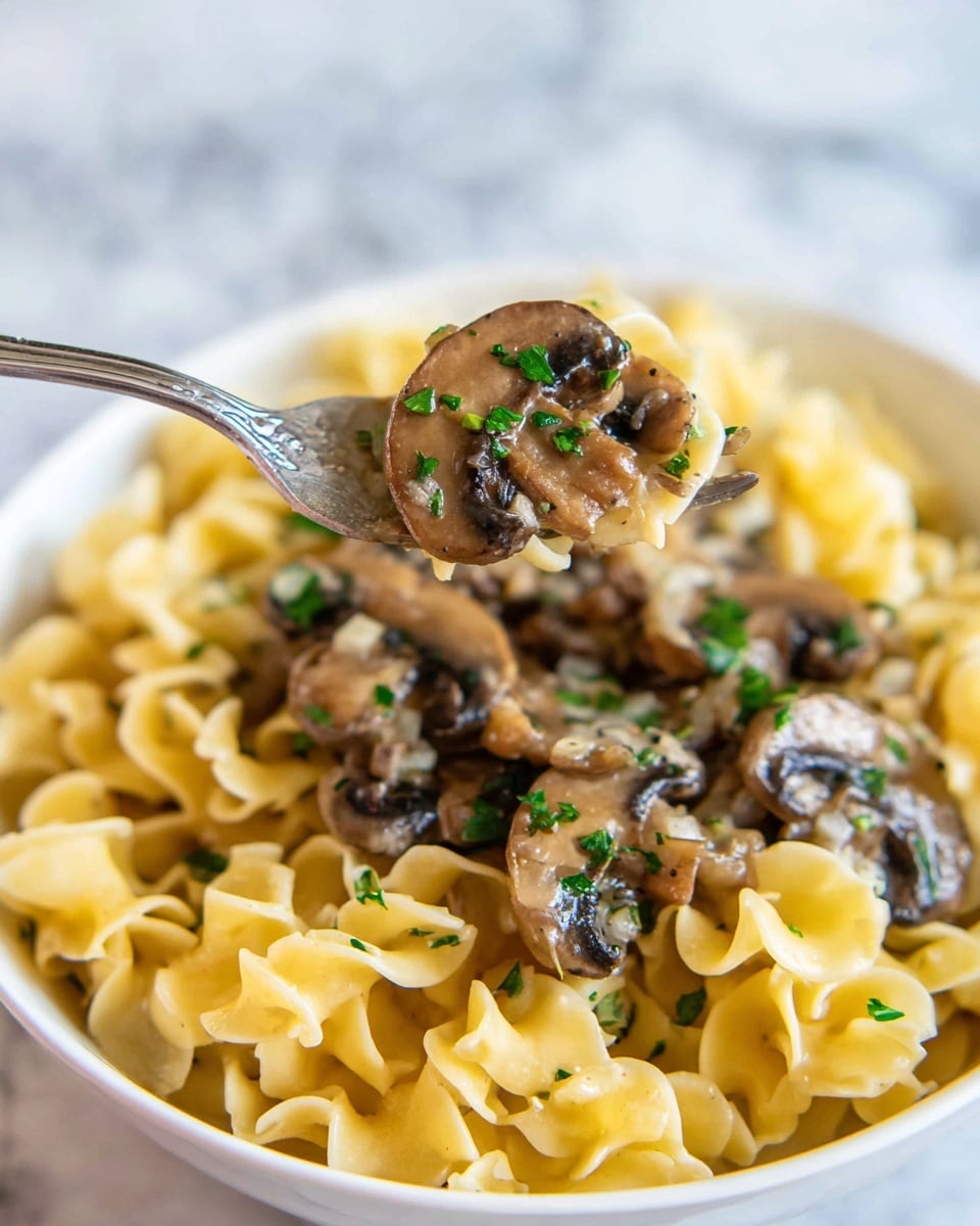 Creamy Mushroom Stroganoff with Egg Noodles Recipe - Recipe Image