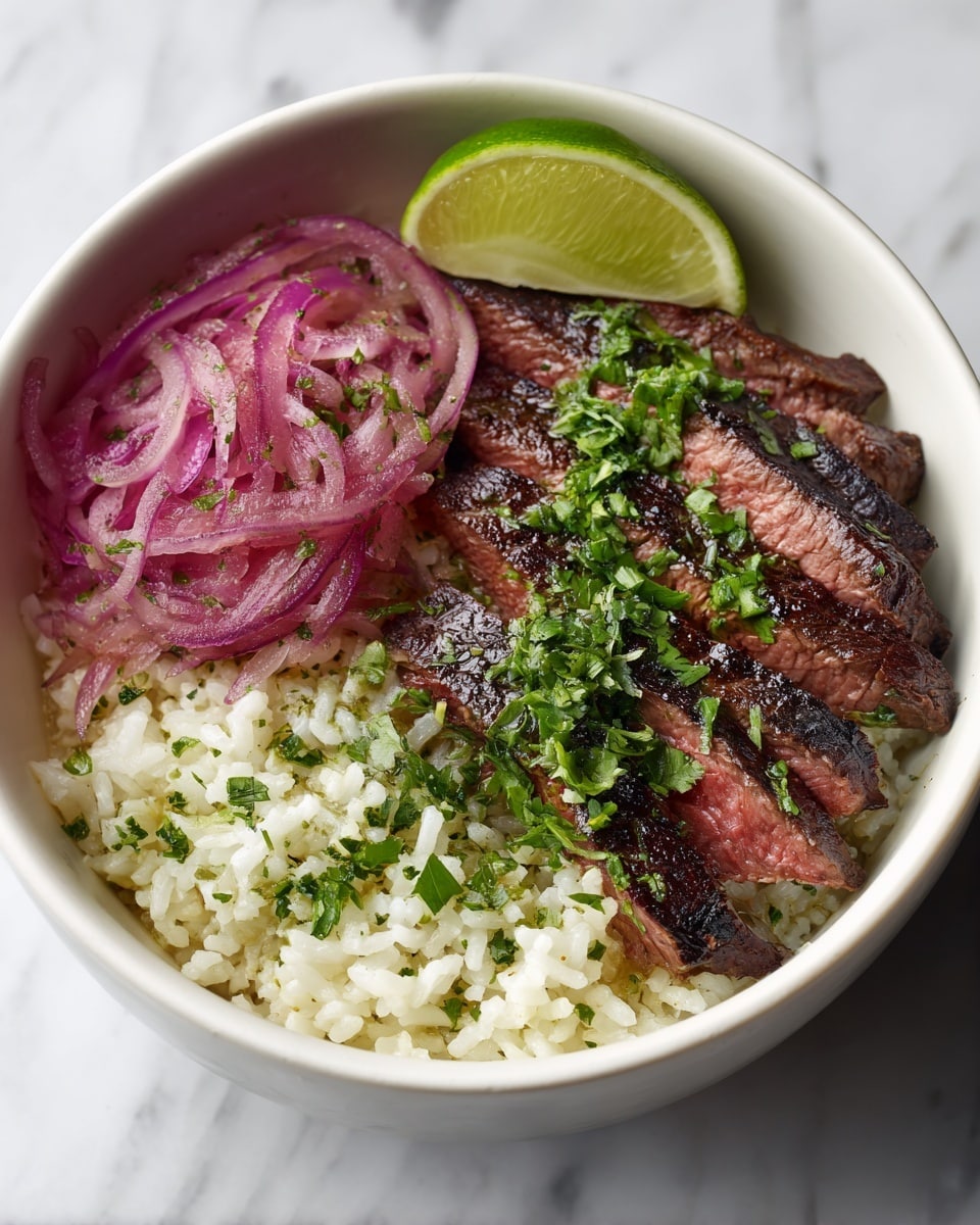 Skirt Steak Rice Bowls with Chimichurri Sauce Recipe