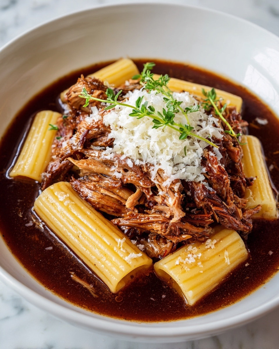 Slow Cooked Braised Beef Brisket Rigatoni with Tarragon Recipe