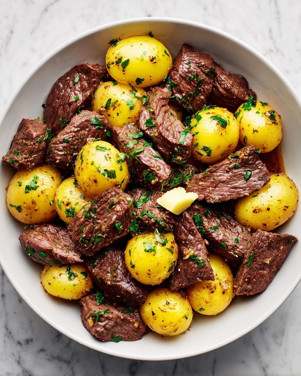 Slow Cooker Garlic Butter Beef Bites & Potatoes Recipe
