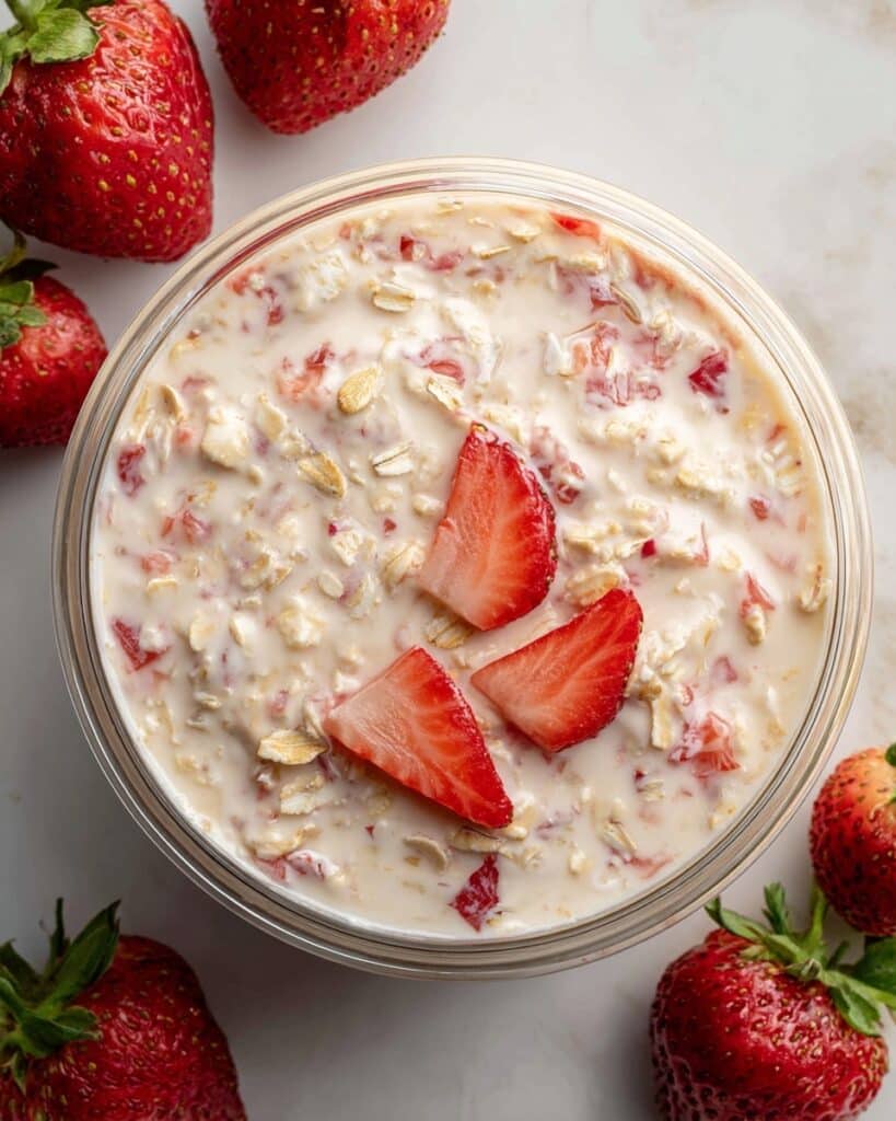 Strawberries and Cream Overnight Oats Recipe