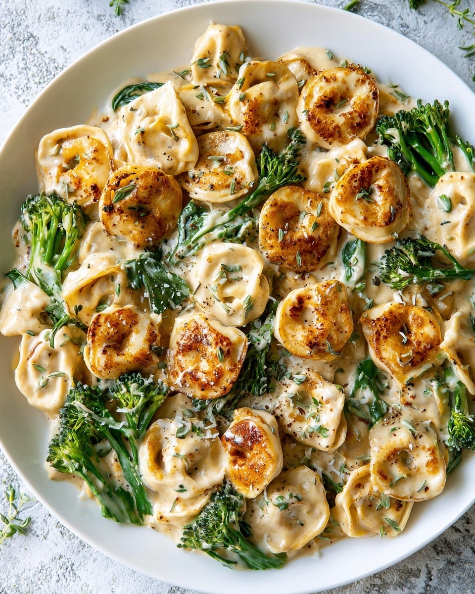 Creamy Garlic Parmesan Tortellini with Chicken & Broccoli Recipe