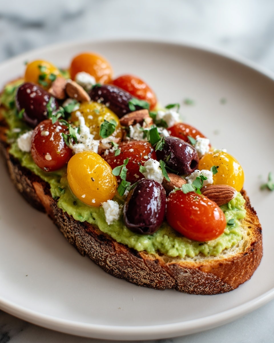 Avocado Toast with Feta, Cherry Tomatoes, Cranberries, and Walnuts Recipe