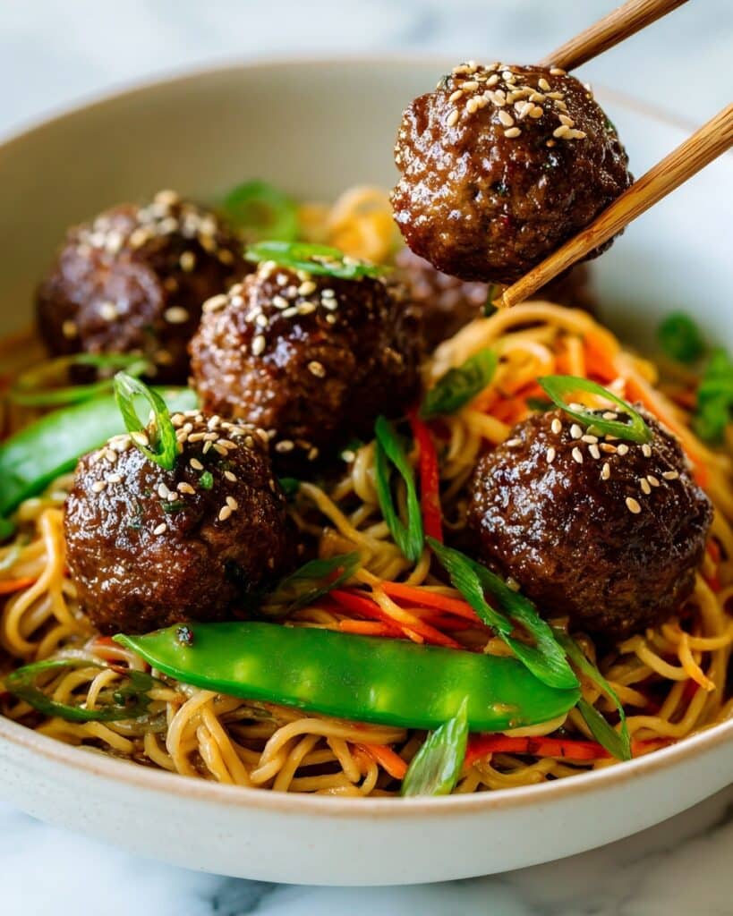 Asian Meatballs with Yakisoba Recipe
