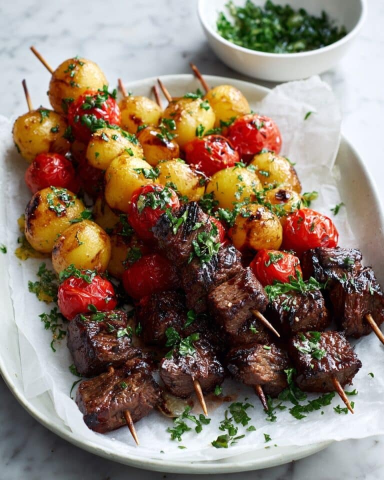 Rosemary Garlic Steak Kebabs Recipe