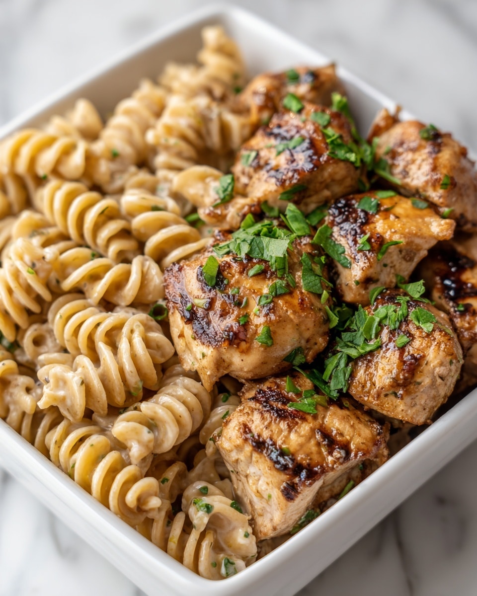High Protein Honey Garlic Butter Chicken with Mac & Cheese Recipe - Recipe Image