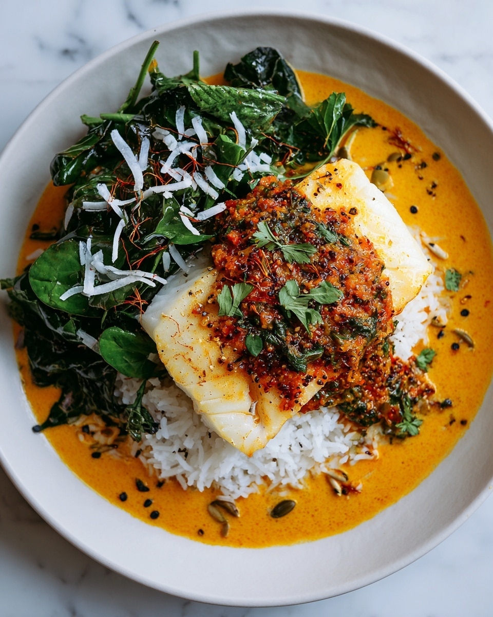 Herb-Crusted Sea Bass with Toasted Coconut and Tomato Dressing Recipe - Recipe Image