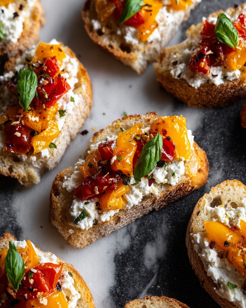 Roasted Red Pepper and Feta Bruschetta Recipe - Recipe Image