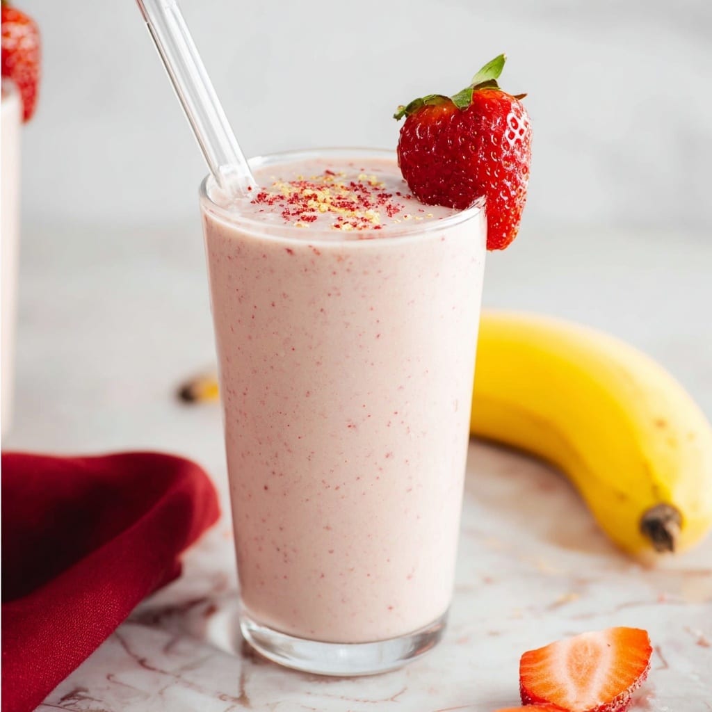 Creamy Strawberry Banana Smoothie with Flax and Protein Recipe - Recipe Image