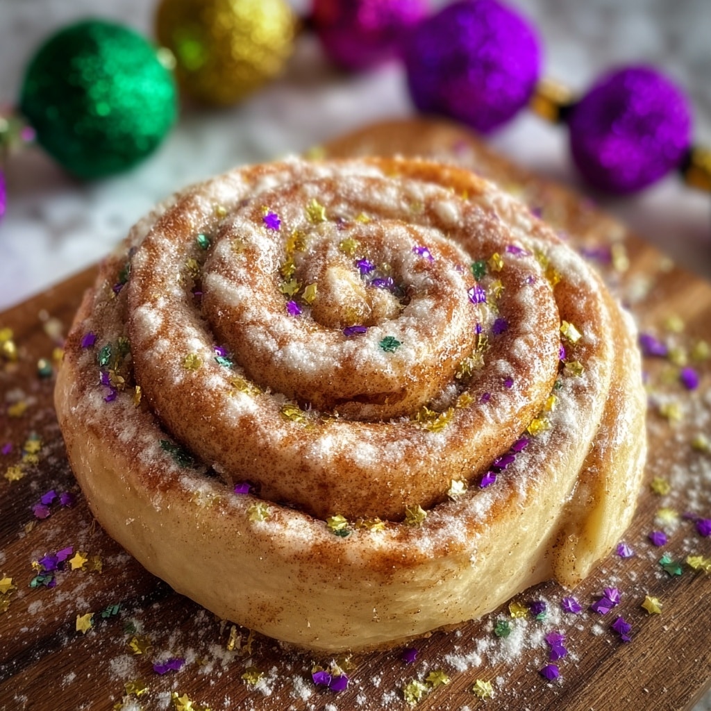 Easy Mardi Gras Cinnamon Rolls with Two-Ingredient Dough Recipe - Recipe Image