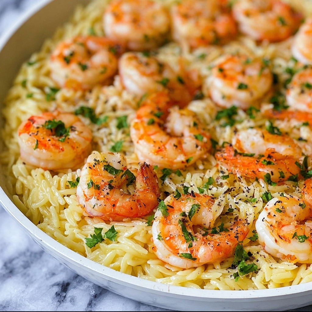 Shrimp Orzo In Lemon Garlic Sauce Recipe - Recipe Image