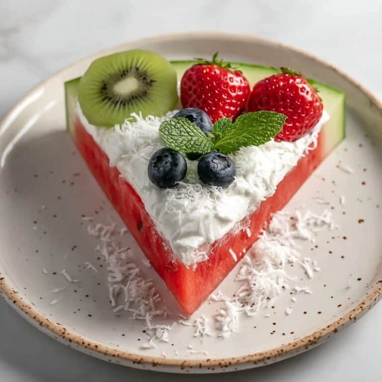 Watermelon Fruit Pizza with Ricotta Cream and Fresh Fruit Toppings Recipe