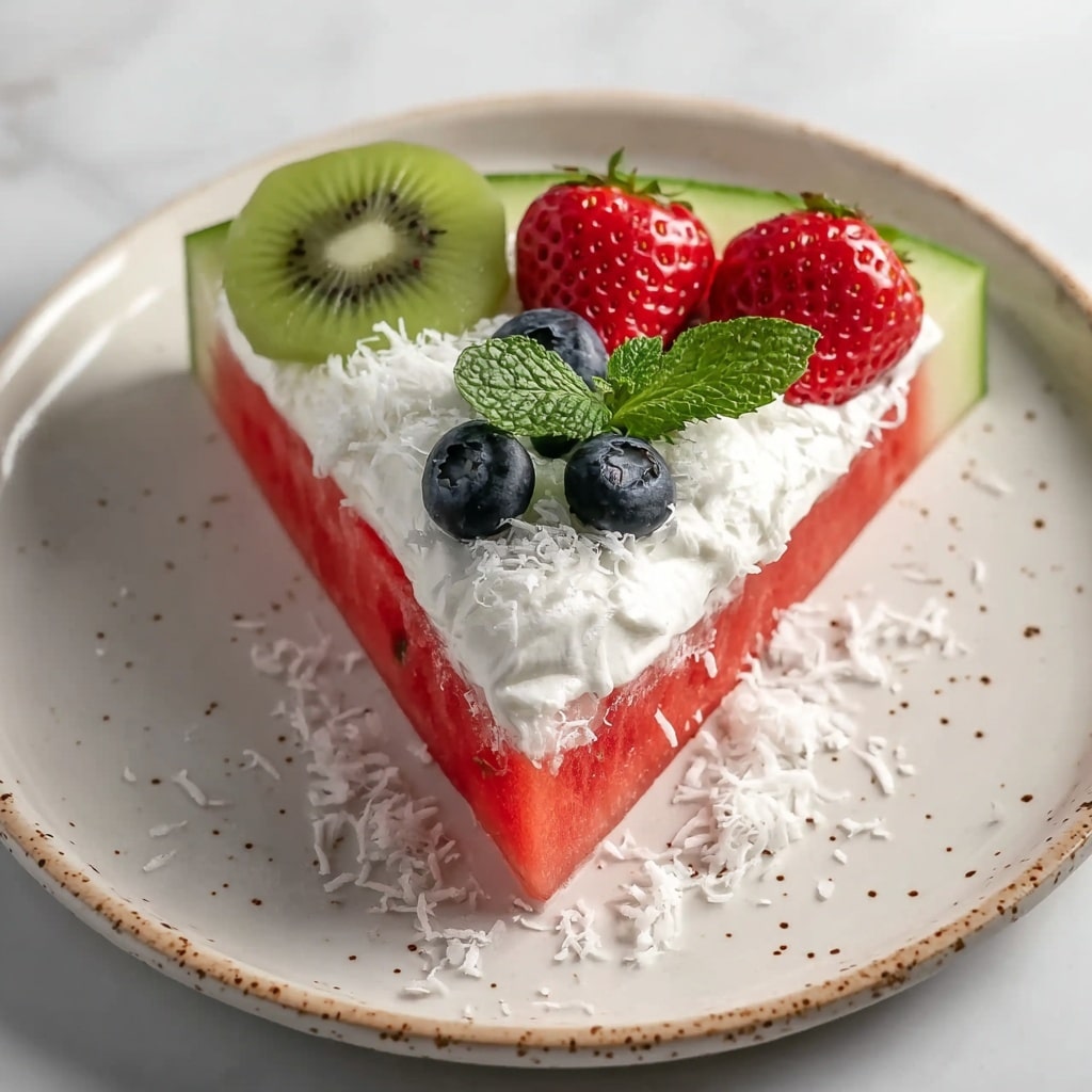 Watermelon Fruit Pizza with Ricotta Cream and Fresh Fruit Toppings Recipe