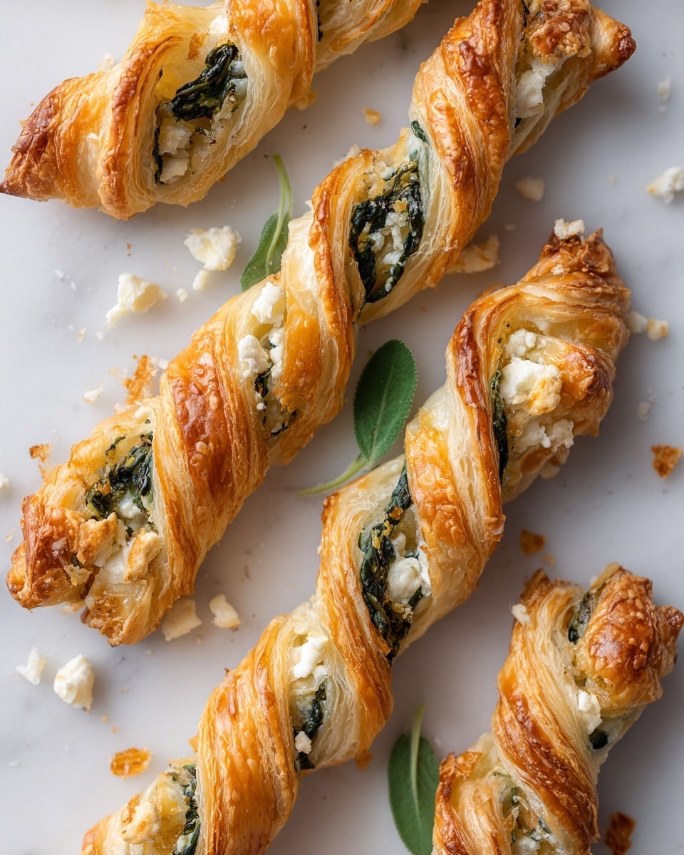 Spinach and Feta Puff Pastry Twists Recipe - Recipe Image