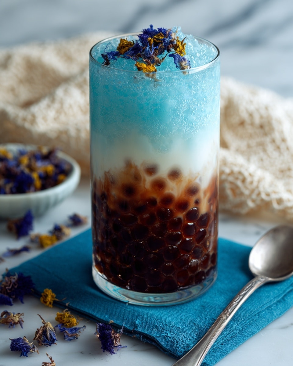 Butterfly Pea Milk Tea with Boba (Easy Bubble Tea) Recipe - Recipe Image