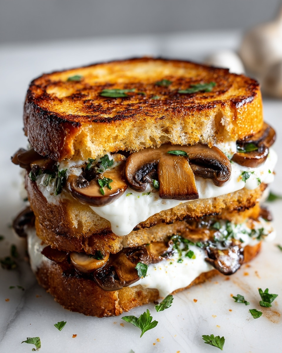 Garlic Mushroom Grilled Cheese Recipe - Recipe Image
