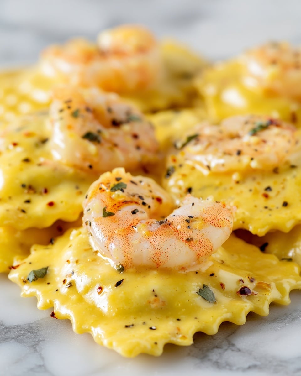 Shrimp Ravioli in Creamy Garlic Sauce Recipe - Recipe Image