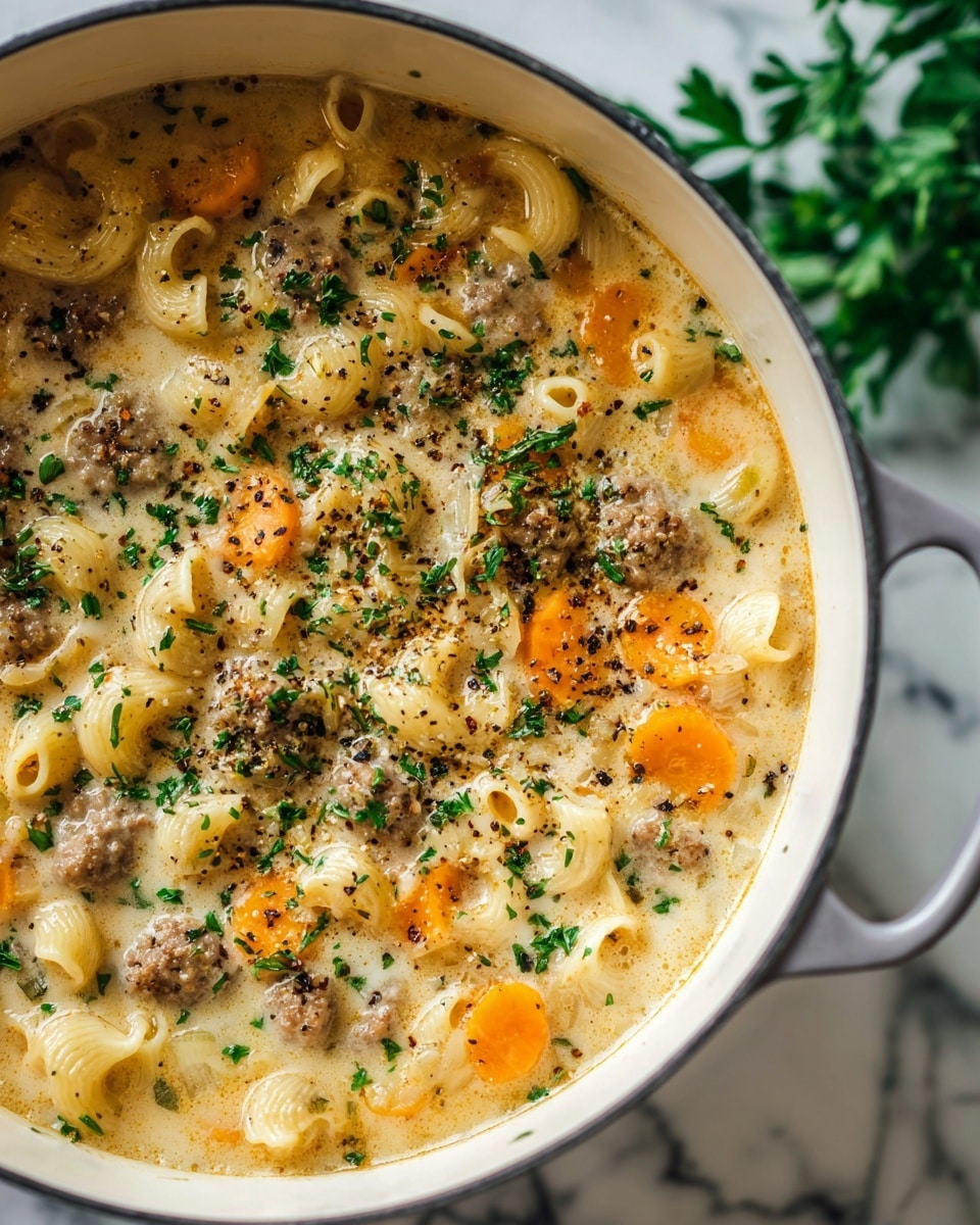 Creamy Parmesan Italian Sausage Ditalini Soup Recipe - Recipe Image