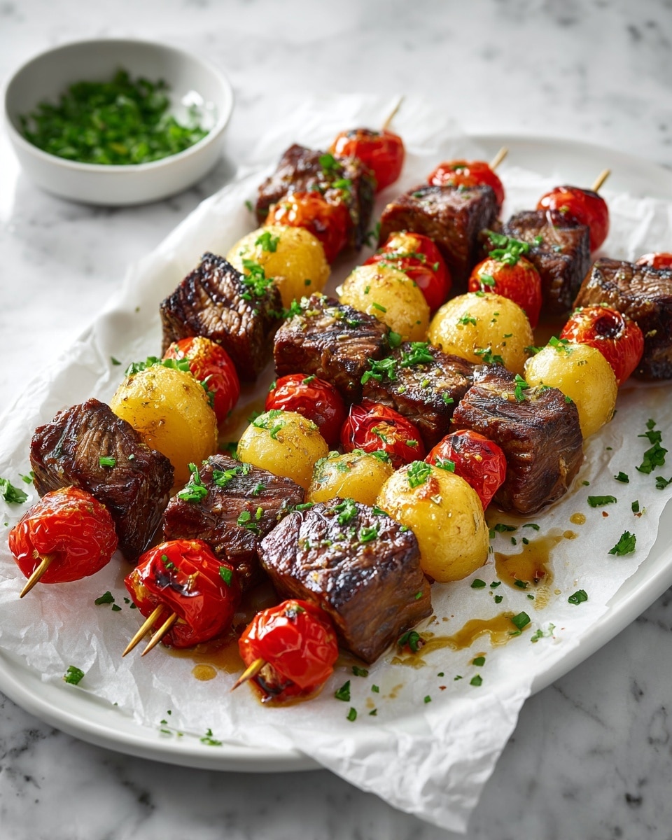 Rosemary Garlic Steak Kebabs Recipe - Recipe Image