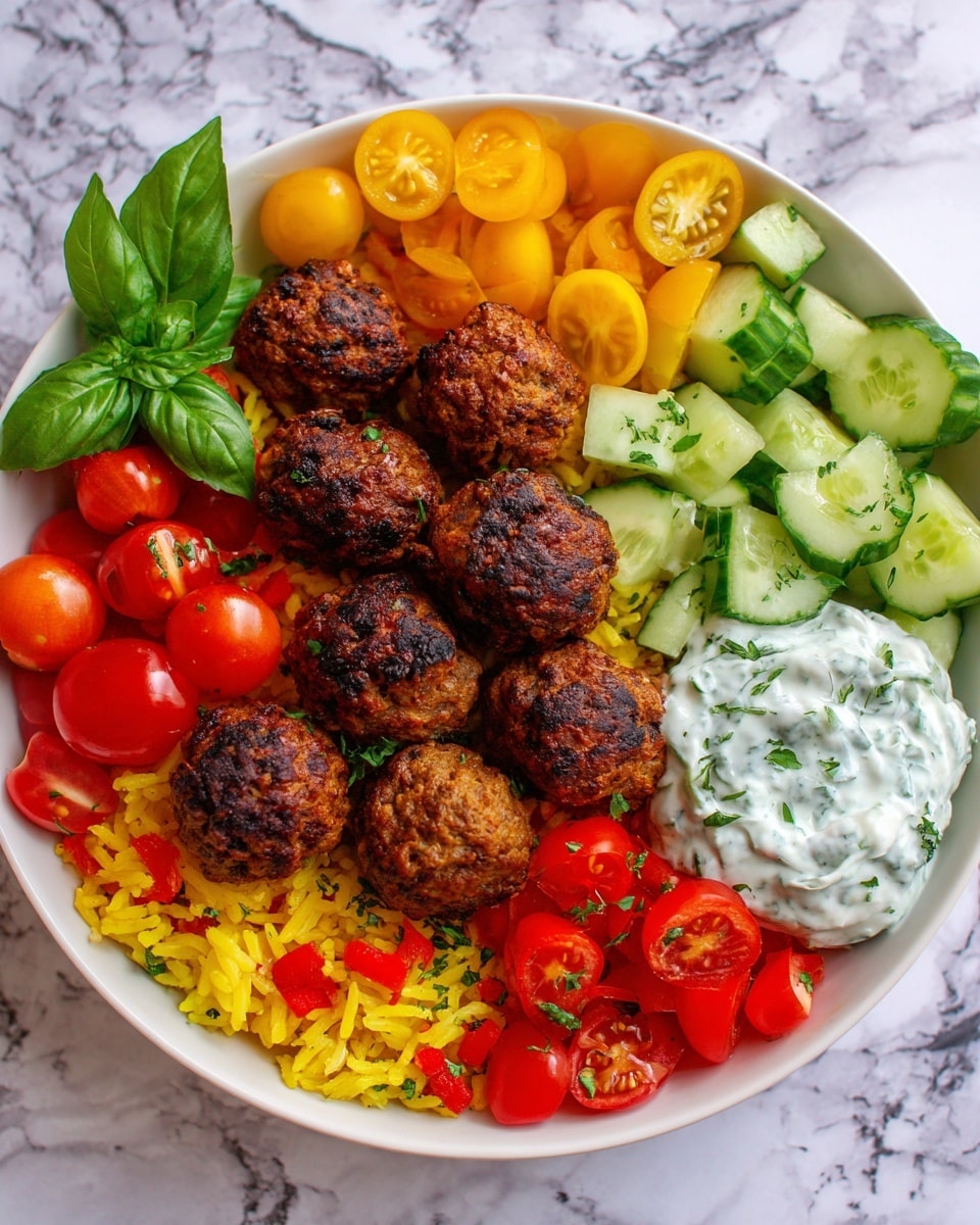 Mediterranean Bowl with Ground Turkey Meatballs Recipe - Recipe Image