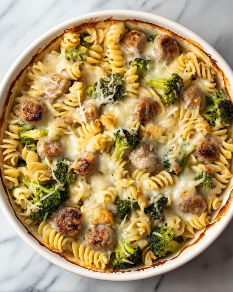 Cheesy Sausage and Broccoli Pasta with Crescent Rolls Recipe