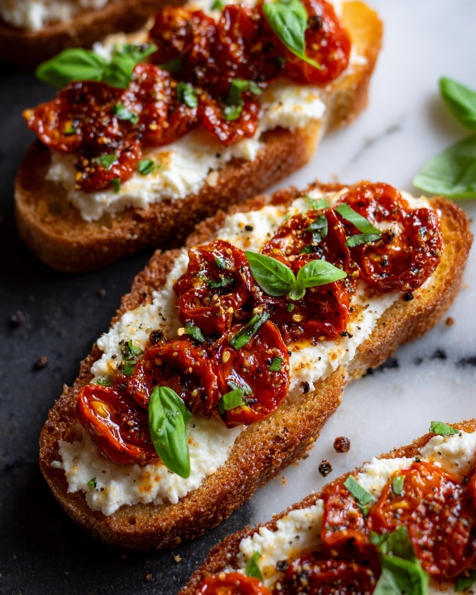 Roasted Red Pepper and Feta Bruschetta Recipe - Recipe Image