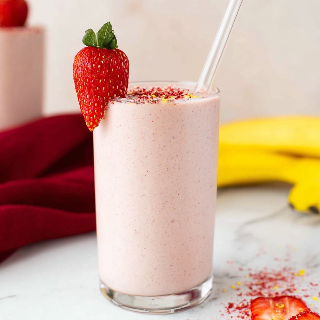 Creamy Strawberry Banana Smoothie with Flax and Protein Recipe - Recipe Image