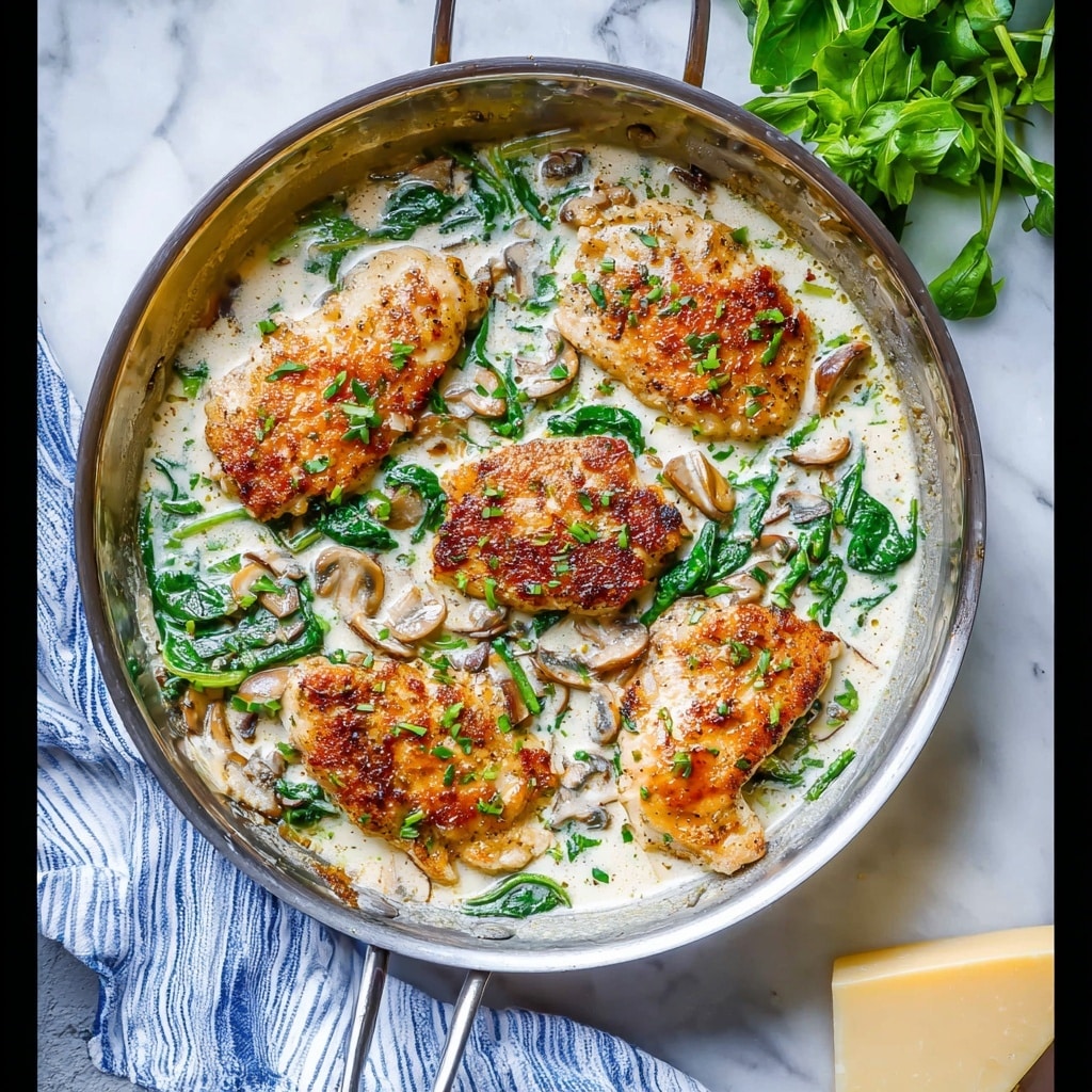 Creamy Spinach Mushroom Chicken Recipe - Recipe Image