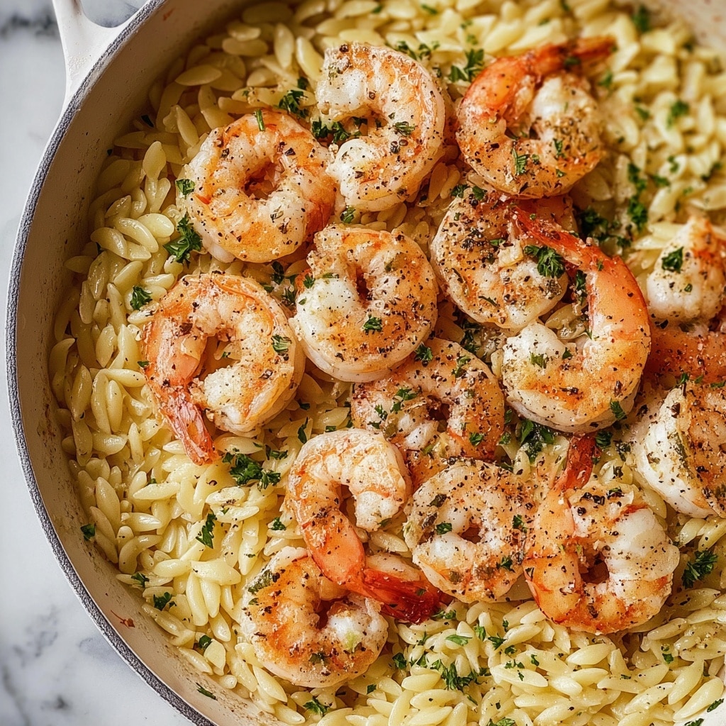 Shrimp Orzo In Lemon Garlic Sauce Recipe - Recipe Image