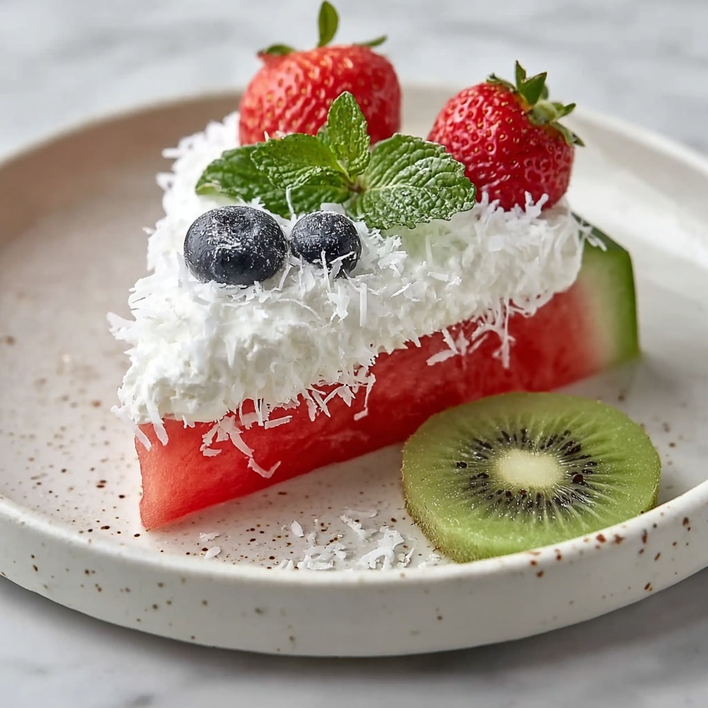 Watermelon Fruit Pizza with Ricotta Cream and Fresh Fruit Toppings Recipe - Recipe Image