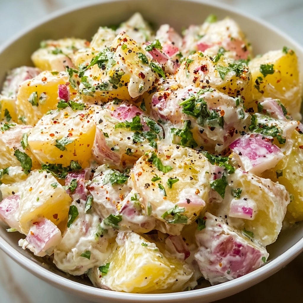 Smashed Potato Salad with Dill Pickles and Capers Recipe - Recipe Image