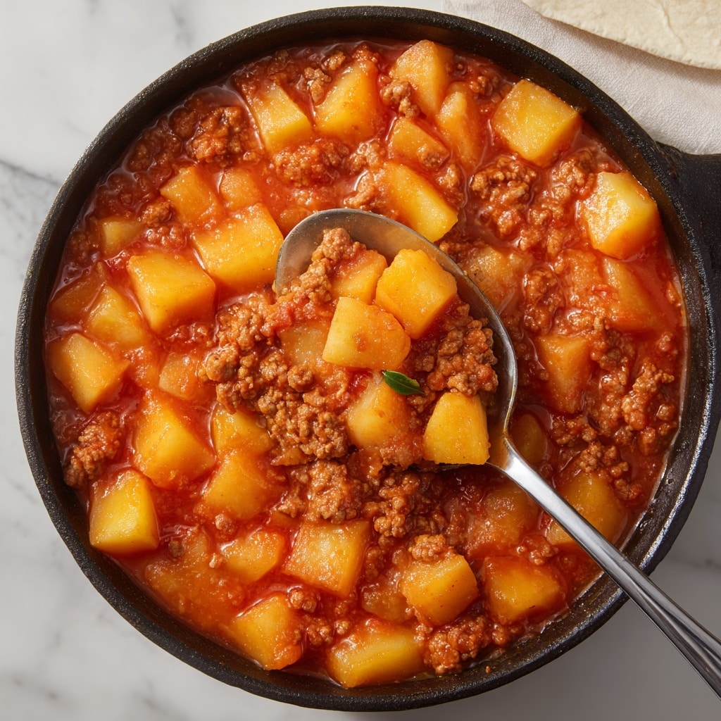 Ground Beef with Potatoes in Spicy Tomato Sauce Recipe - Recipe Image