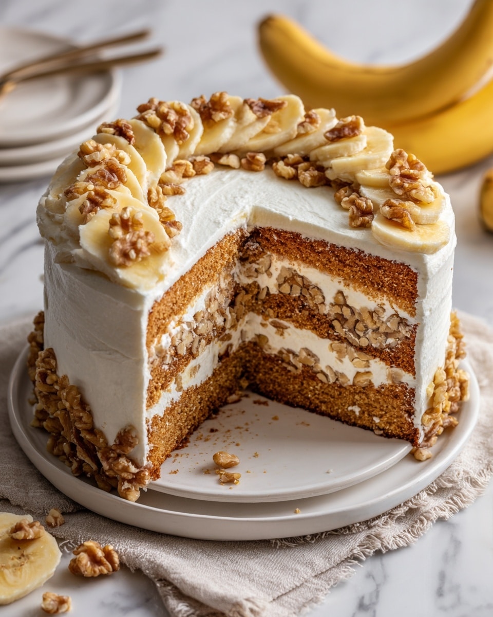 Heavenly Banana Walnut Cream Cake Recipe - Recipe Image