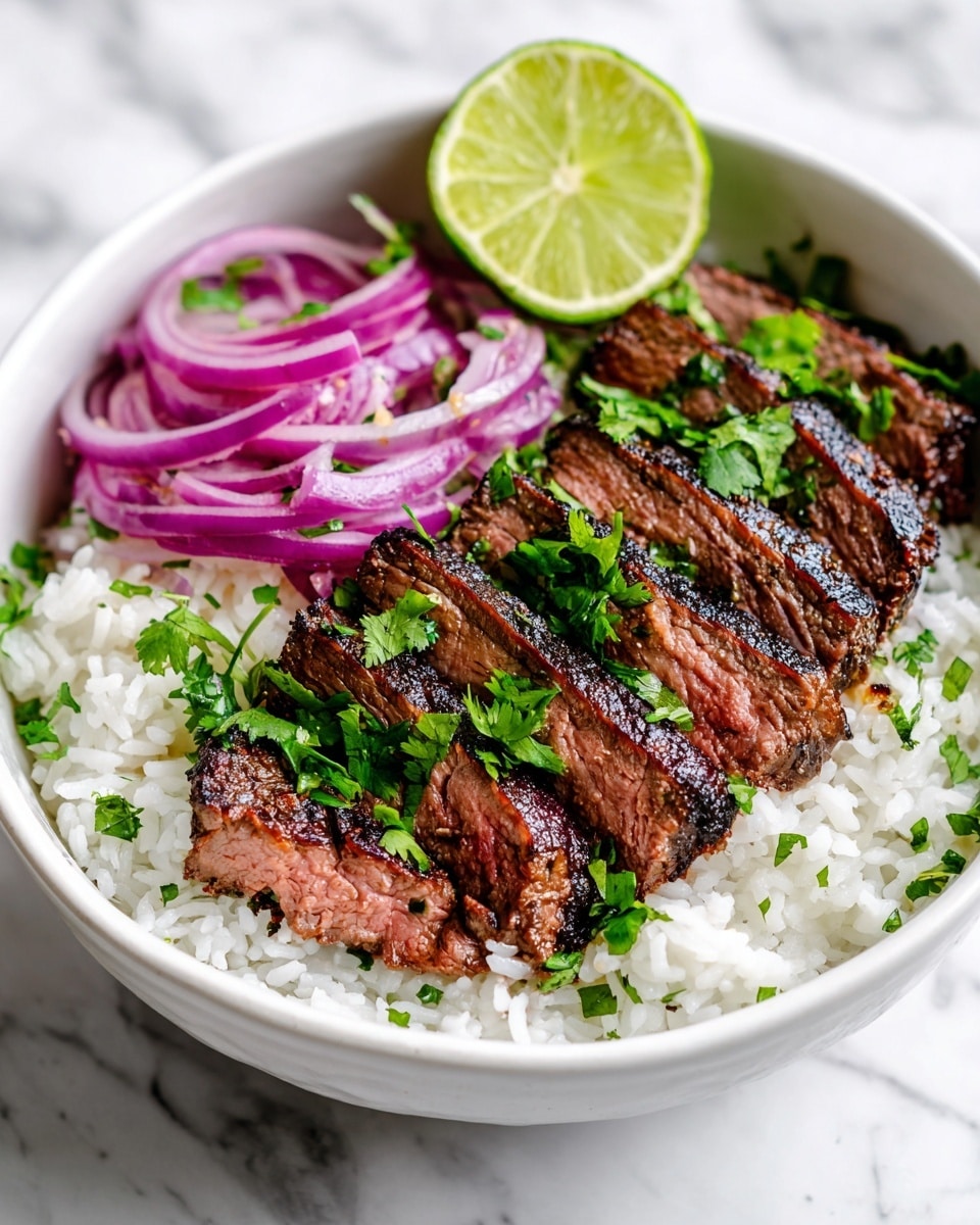 Skirt Steak Rice Bowls with Chimichurri Sauce Recipe - Recipe Image