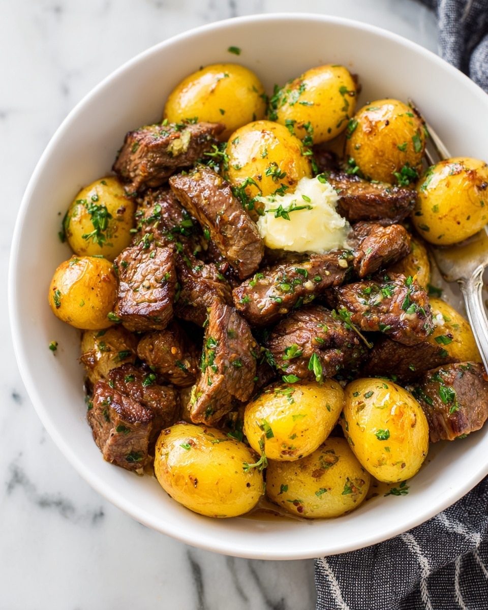 Slow Cooker Garlic Butter Beef Bites & Potatoes Recipe - Recipe Image
